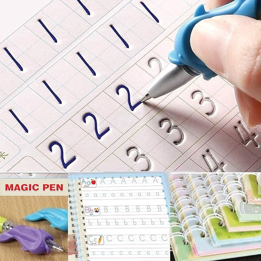 New Auto Erase Magic Copy Books for Kids – Reusable Handwriting Practice Set with Magic Pen & Refills