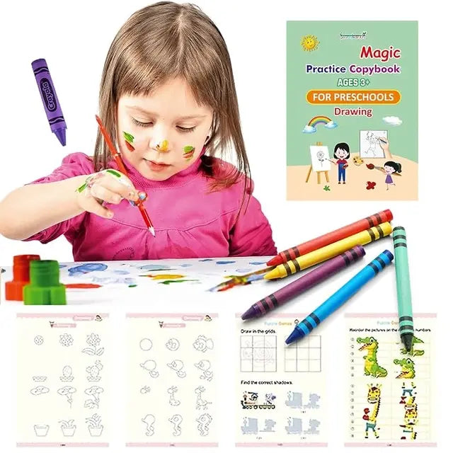 New Auto Erase Magic Copy Books for Kids – Reusable Handwriting Practice Set with Magic Pen & Refills